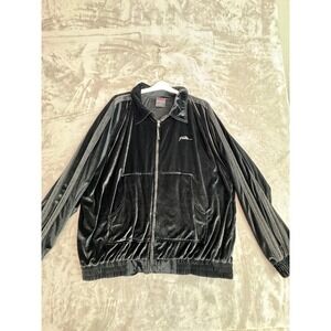 FUBU Velour‎ Track Jacket Full Zip Embroidered Logo Men's XL Black